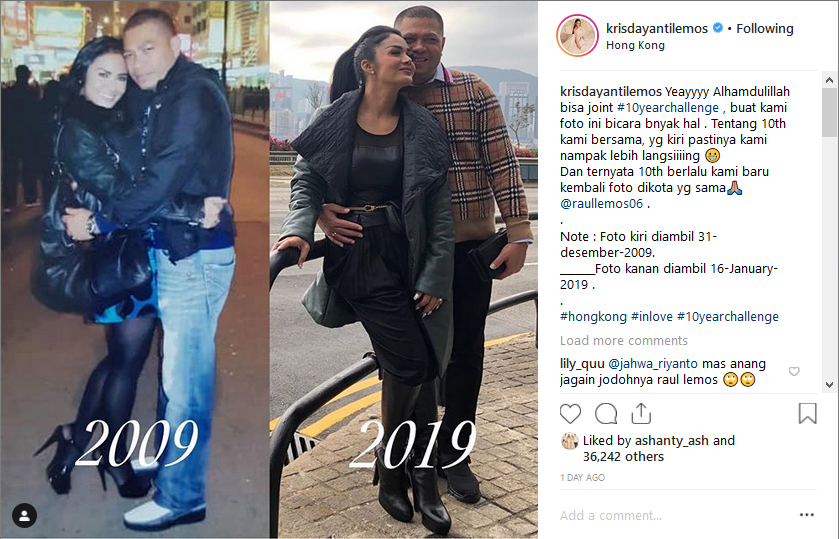 Beberapa selebritis ikutan 10 Years Challenge (Sumber: Instagram/krisdayantilemos)