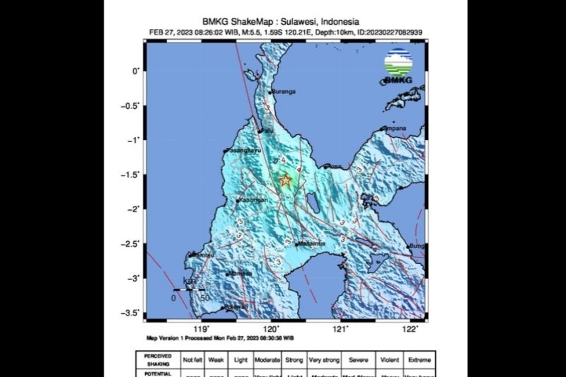 Gempa 5,5 di Sigi Sulteng Termasuk Jenis Gempa Bumi Dangkal