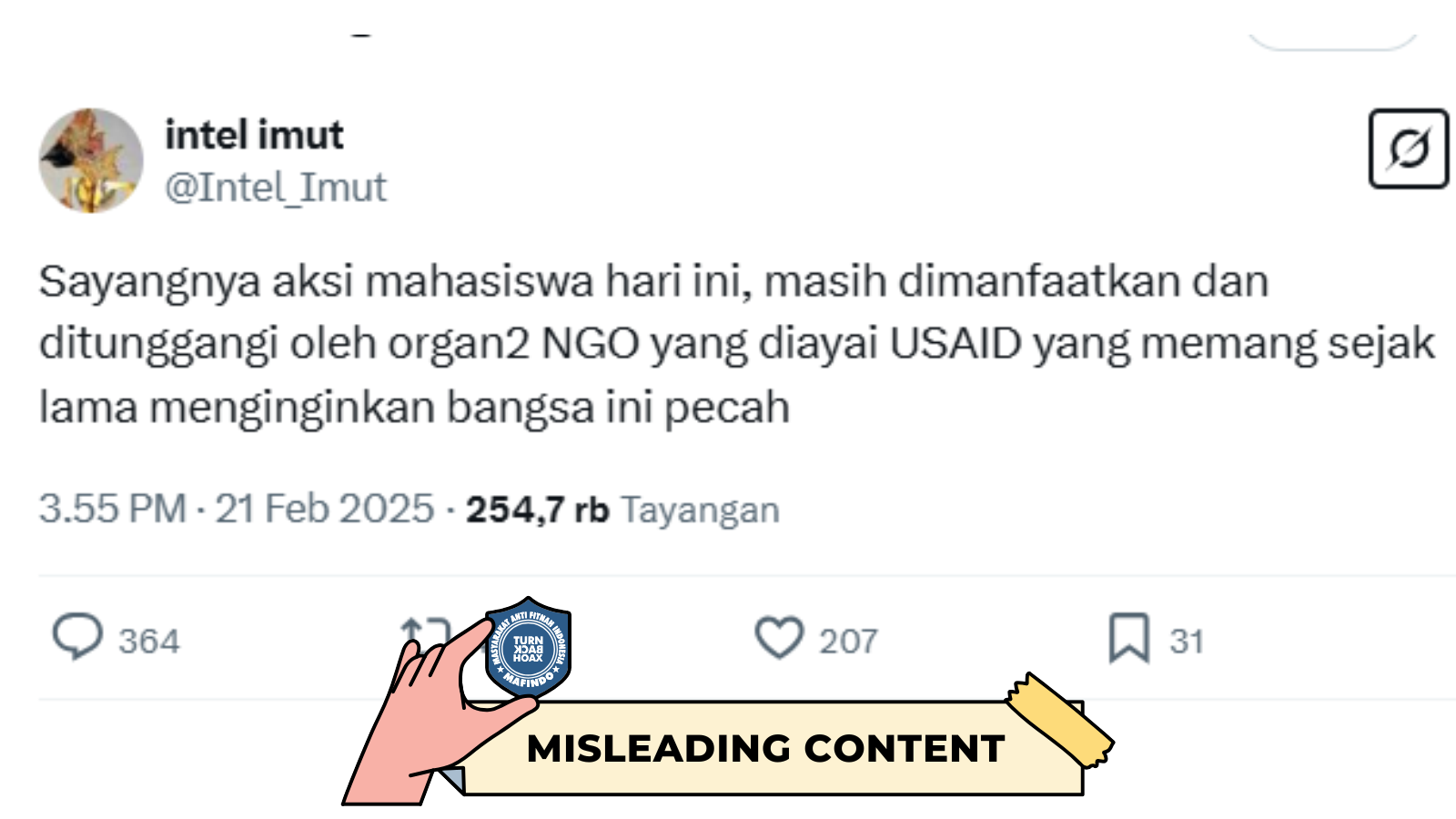 [HOAKS atau FAKTA]: Aksi Mahasiswa  #IndonesiaGelap Dibiayai NGO Asal AS