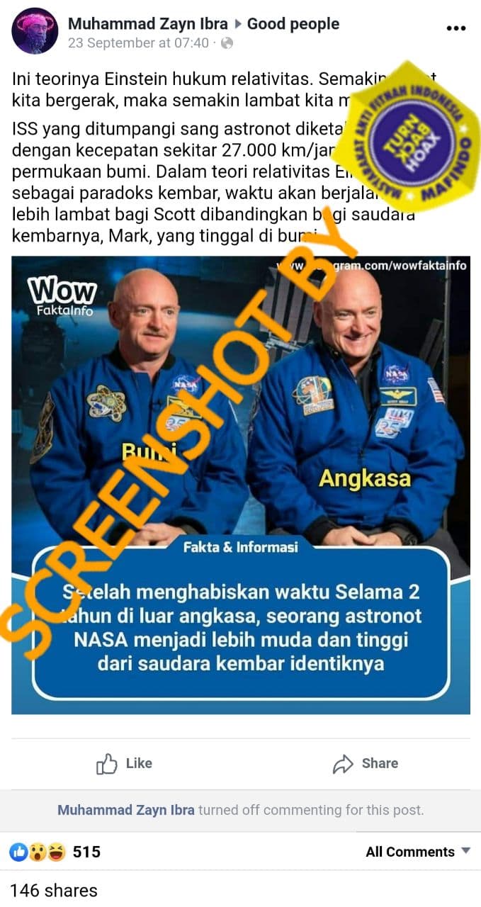 Tangkapan layar hoaks.