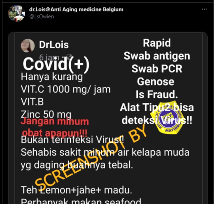 Tangkapan layar soal hoaks penyebab COVID-19. (Foto: MP/Turnbackhoax.id)