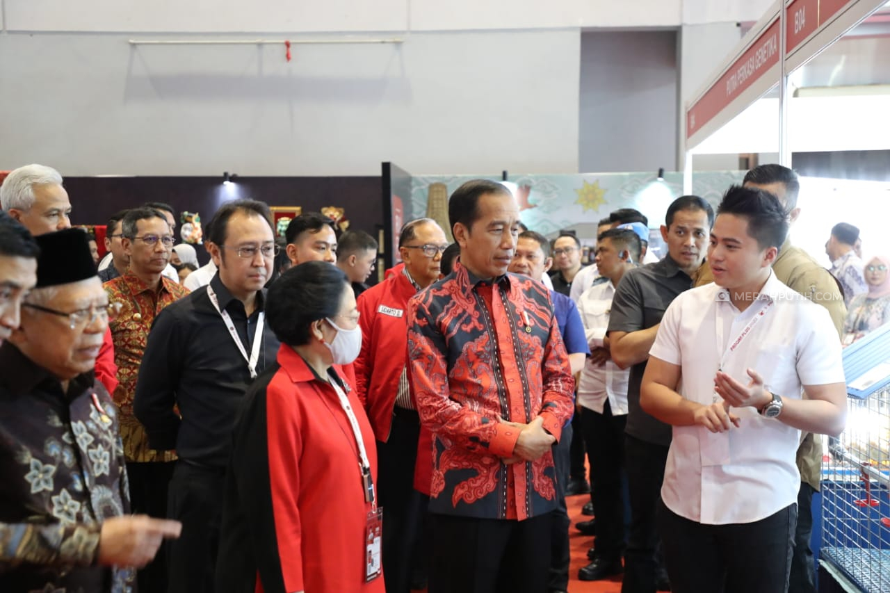 Megawati, Jokowi dan Ganjar Tinjau Pameran Pangan di Arena Rakernas IV PDIP