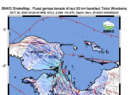 Teluk Wondama Papua Barat Diguncang Gempa  5 Magnitudo