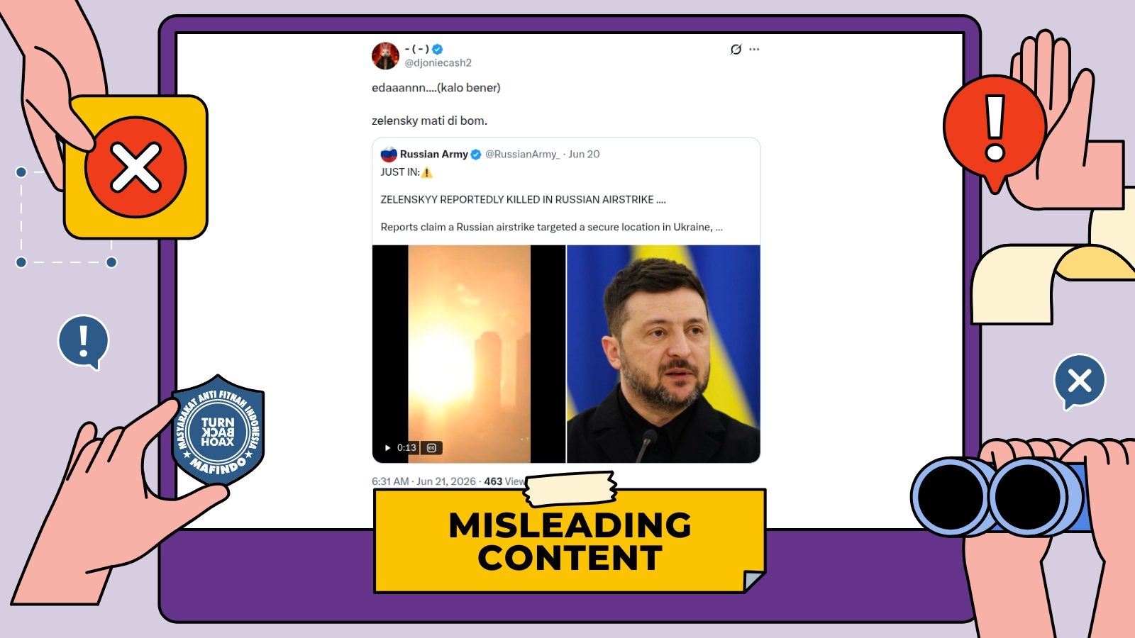 [HOAKS atau FAKTA]: Presiden Ukraina Zelenskyy Tewas karena Serangan Udara Rusia
