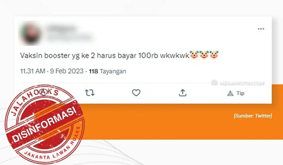 [HOAKS atau FAKTA]: Vaksin Booster Kedua Bayar Rp 100 Ribu