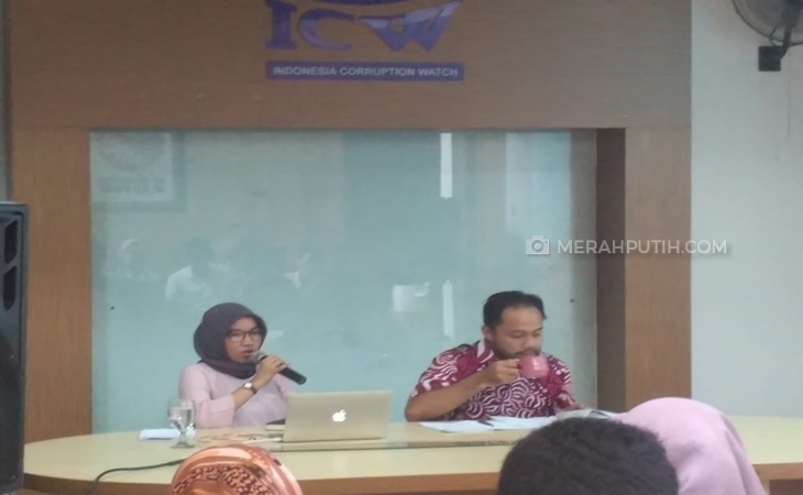 Konferensi pers ICW terkait dana kampanye Capres-Cawapres di Jakarta (MP/Fadhli)