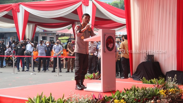Polri menghancurkan barang bukti narkoba seberat 1,2 ton. (Foto: MP/Kanugrahan)