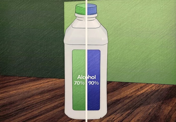 Alkohol 70% vs 90%. (Foto wikihow)