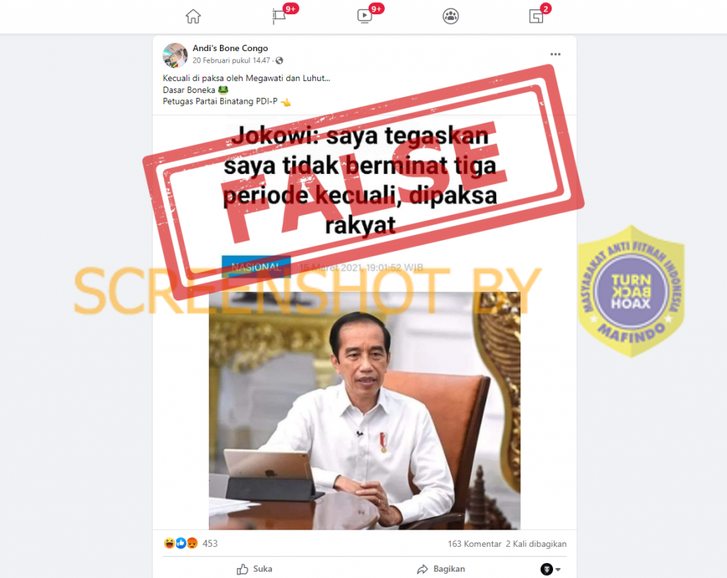 [HOAKS atau FAKTA]: Dikehendaki Rakyat, Jokowi Berniat 3 Periode