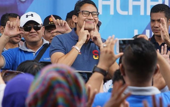 Sandiaga Uno saat berkampanye di Batu Malang