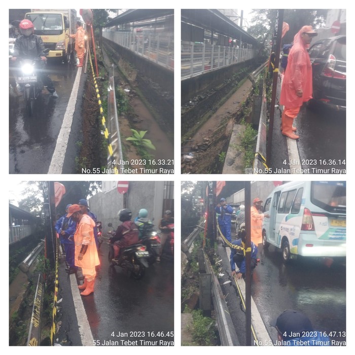 Tanggul Pinggir Kali di Dekat Stasiun Tebet Longsor, Aspal Jalan Retak