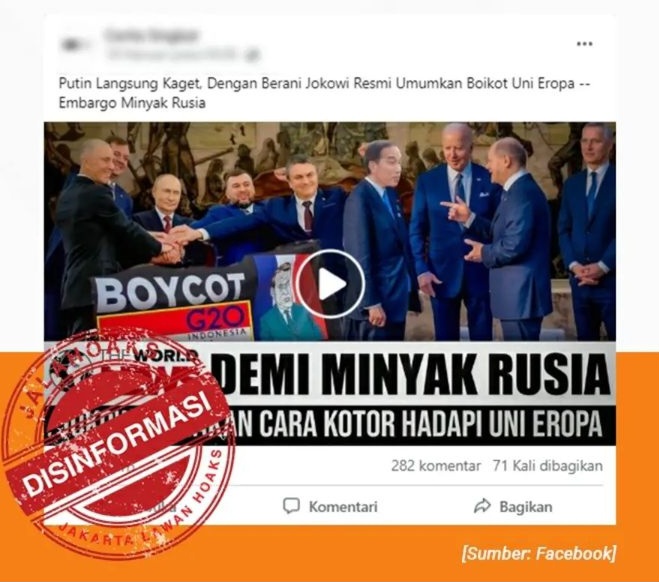[HOAKS atau FAKTA] : Jokowi Boikot Uni Eropa Dukung Rusia