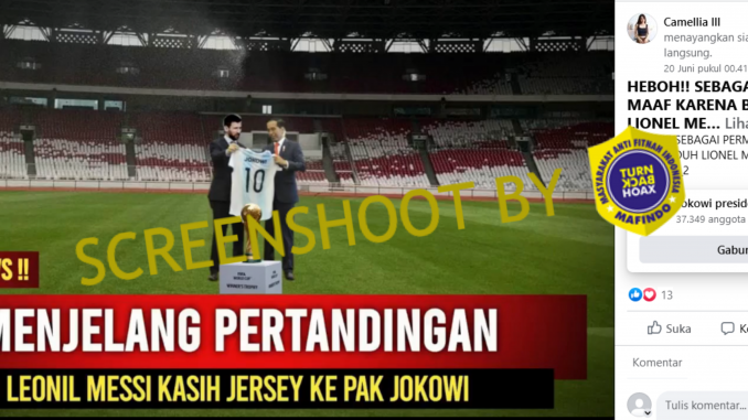 [HOAKS atau FAKTA] : Messi Minta Maaf dan Berikan Jersey ke Jokowi