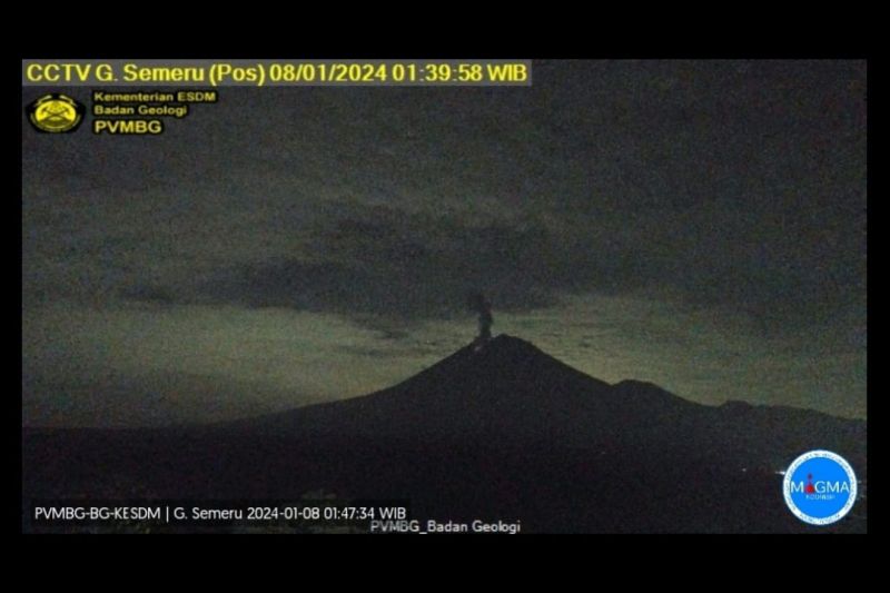 Gunung Semeru kembali Erupsi dengan Tinggi Letusan 2 KM dari Puncak
