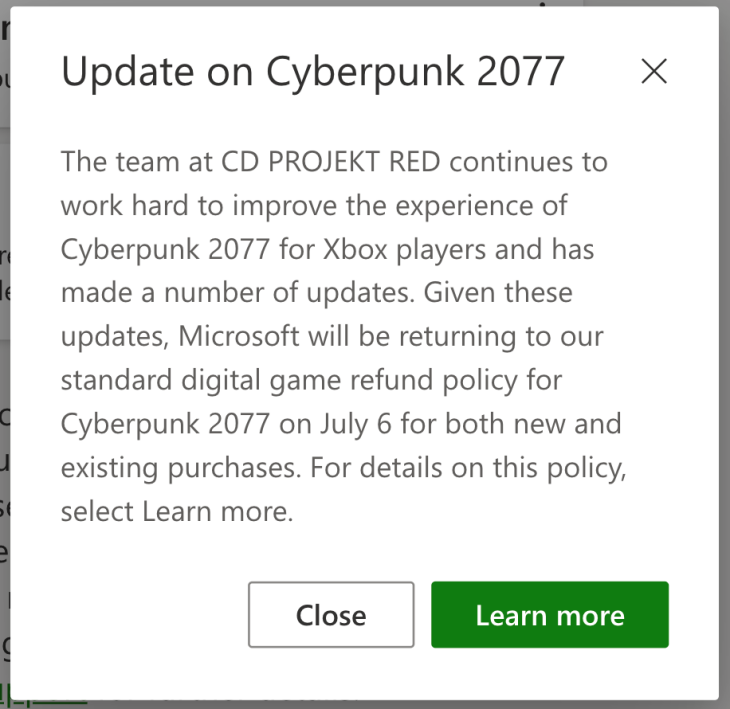 Program Pengembalian Microsoft untuk 'Cyberpunk 2077' Berakhir 6 Juli 2021