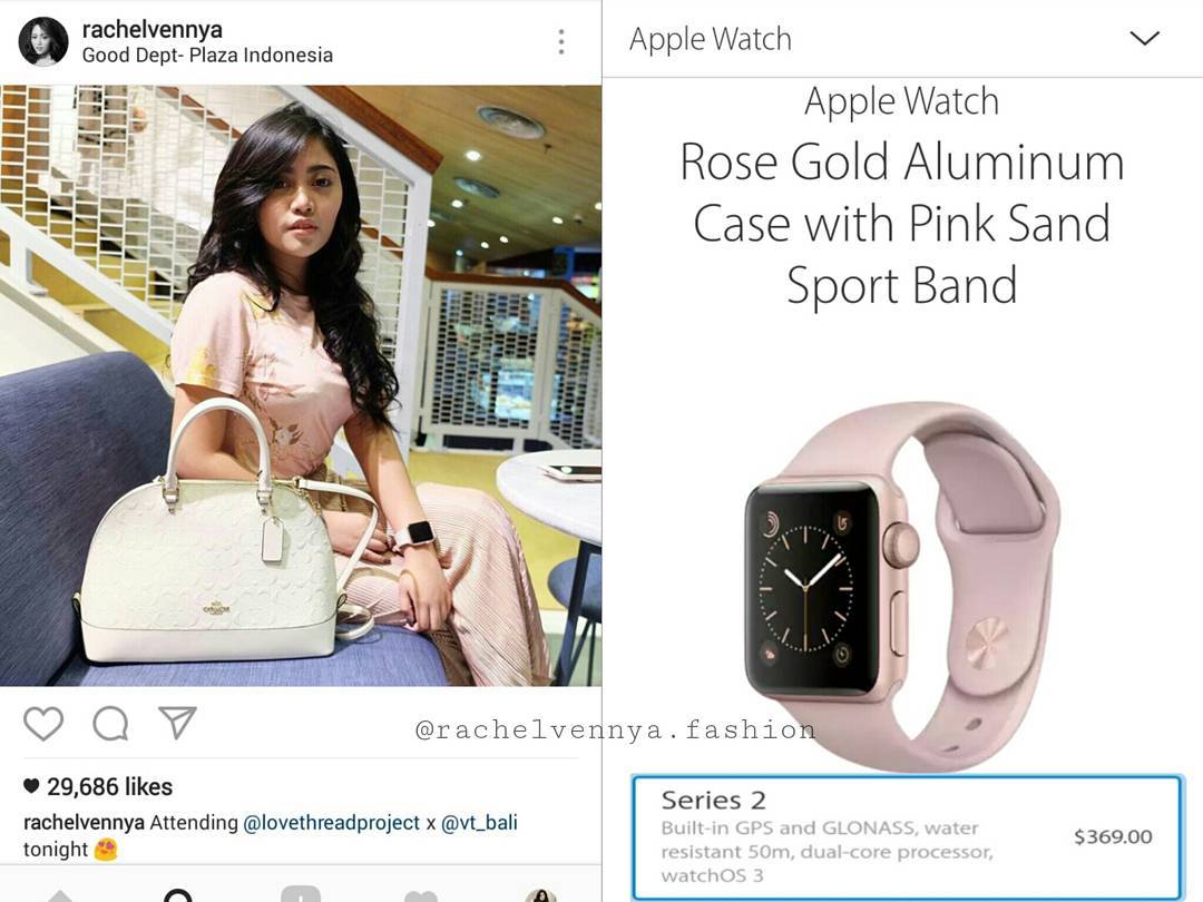Jam Tangan Apple Watch (Instagram Gelang Balenciaga (Instagram @Sendal Puma (Instagram @rachelvennya.fashion)