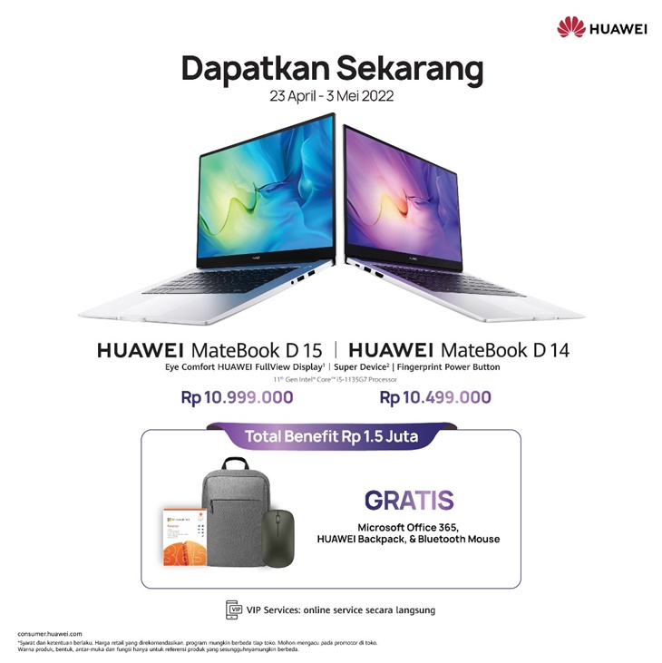 Laptop Huawei MateBook D14 dan D15 Resmi Hadir di Pasar Indonesia
