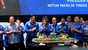 SBY Hadiri Peringatan HUT Ke 23 Partai Demokrat di Jakarta