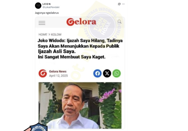 [HOAKS atau FAKTA]: Ijazah Jokowi Hilang, padahal Mau Ditampilkan ke Publik