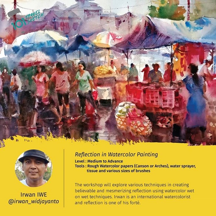 Salah satu pementor di 101 Travel Sketch Bali International Edition Iwan IWE. (Foto: instagram.com/1o1travelsketch)