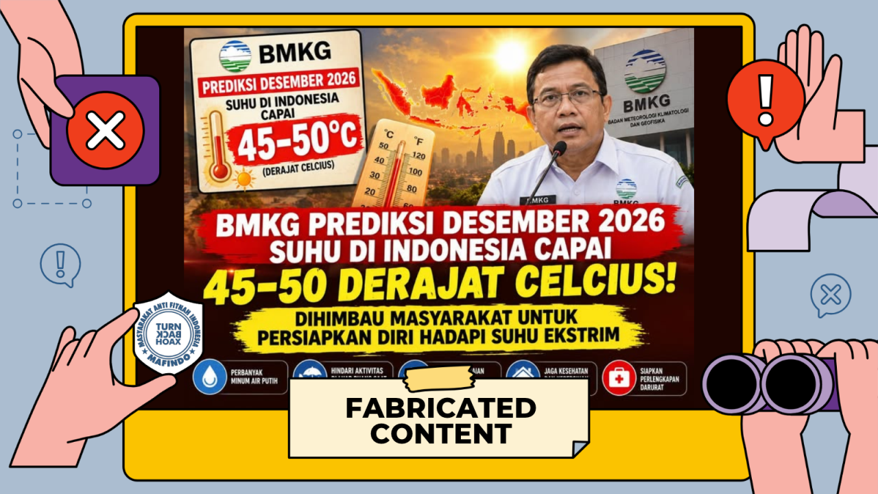 [HOAKS atau FAKTA]: BMKG Sebut Suhu di Indonesia akan Tembus 50 Derajat Celcius di Desember 2026