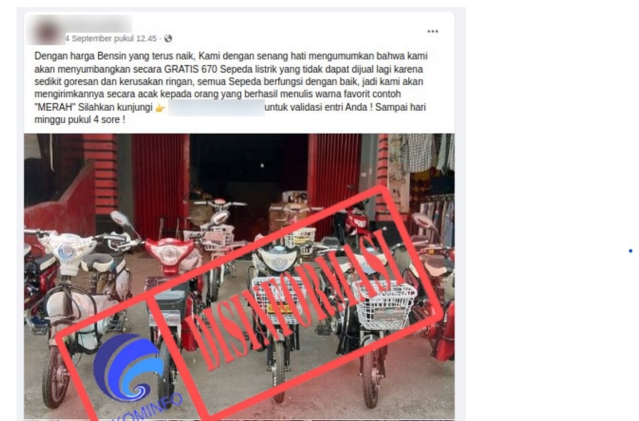 [HOAKS atau FAKTA]: BBM Naik, Ratusan Sepeda Listrik Dibagikan Gratis