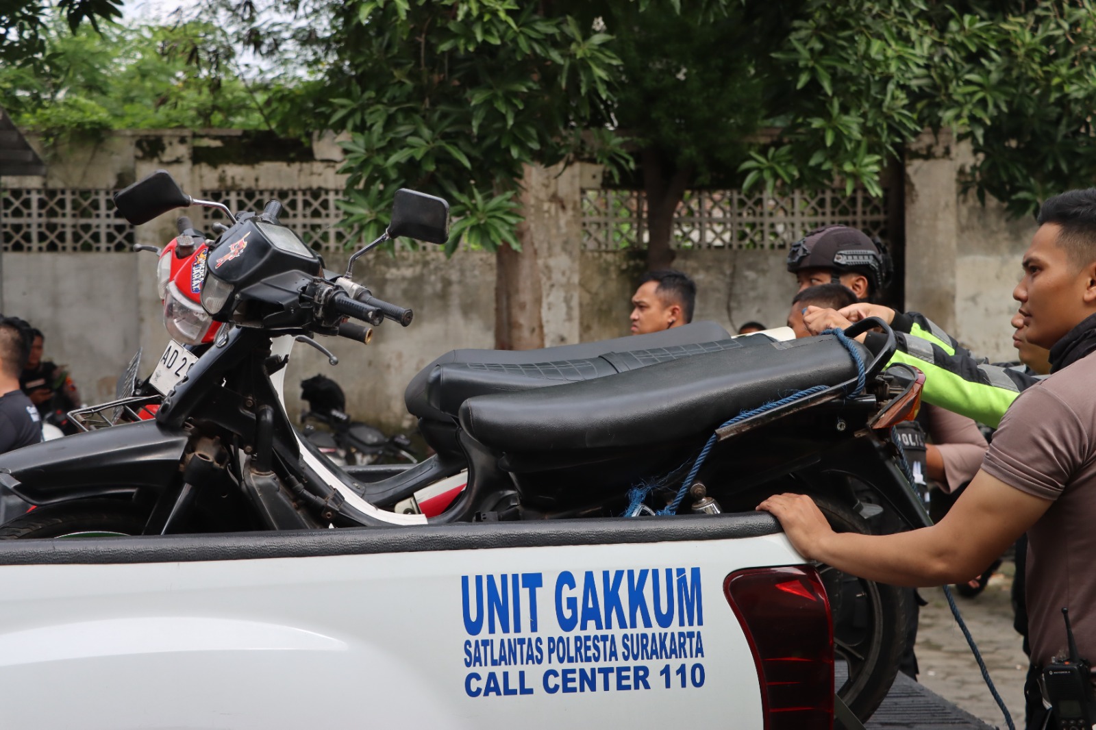 Polisi Sita 45 Motor Knalpot Brong Peserta Kampanye Kubu 03 di Solo