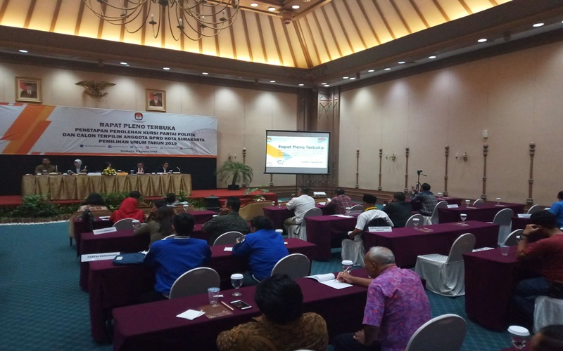 Rapat Pleno terbuka KPUD Solo terkait penetapan anggota DPRD Solo