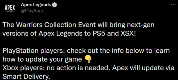Pernyataan resmi dari Apex Legends. (Foto: Twitter/playapex)
