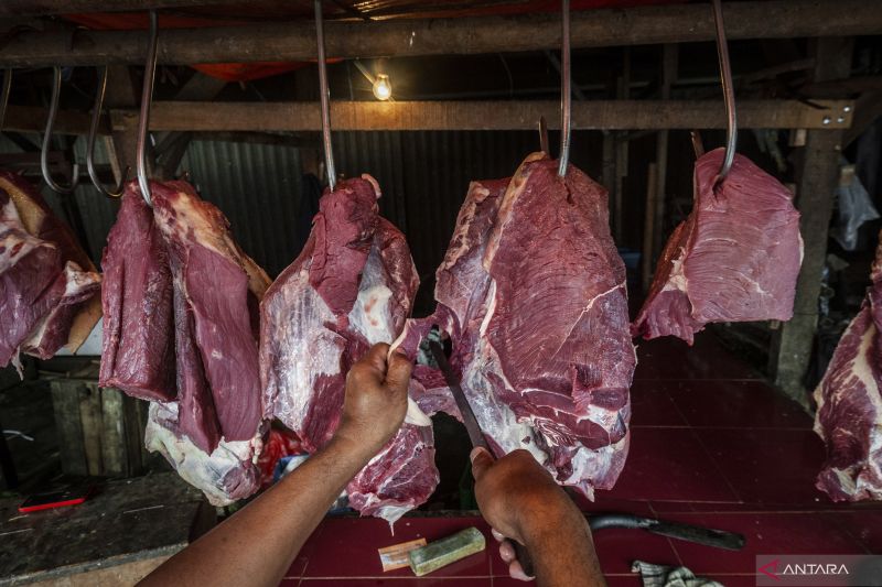 Pedagang daging. (Foto: Antara)