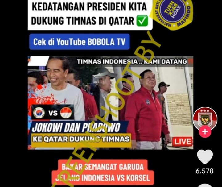 [HOAKS atau FAKTA]: Jokowi dan Prabowo Terbang ke Qatar Dukung Timnas U-23