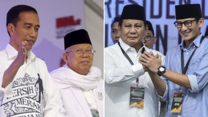 Pasangan Jokowi-Ma'ruf Amin v Prabowo-Sandiaga. Foto: NET
