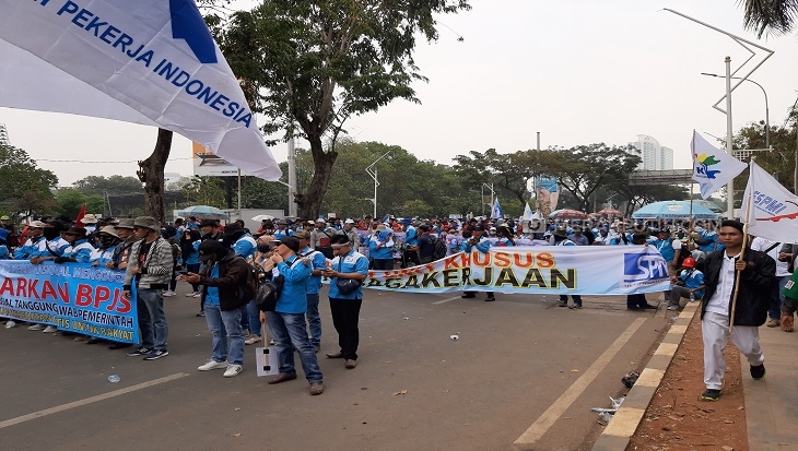 Demo buruh. Foto: MP/Kanu