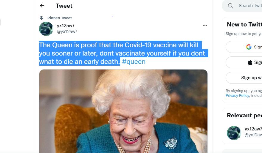 [HOAKS atau FAKTA]: Ratu Elizabeth II Meninggal Dunia Akibat Vaksin COVID-19