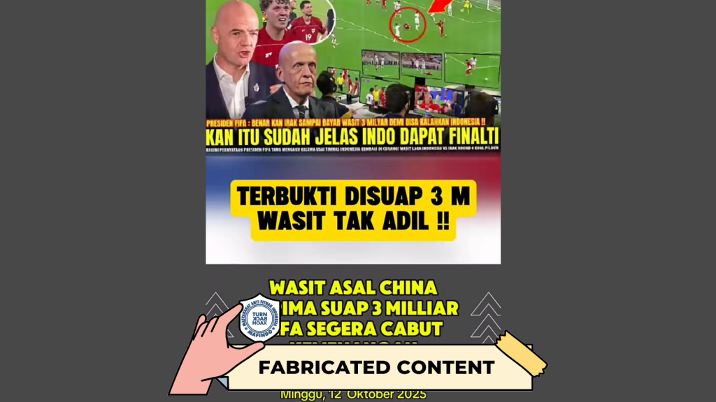 [HOAKS atau FAKTA]: Wasit Disuap, Presiden FIFA Cabut Kemenangan Irak, Indonesia Lolos ke Piala Dunia 2026