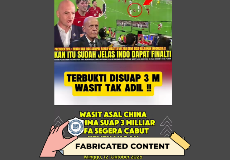 [HOAKS atau FAKTA]: Wasit Disuap, Presiden FIFA Cabut Kemenangan Irak, Indonesia Lolos ke Piala Dunia 2026