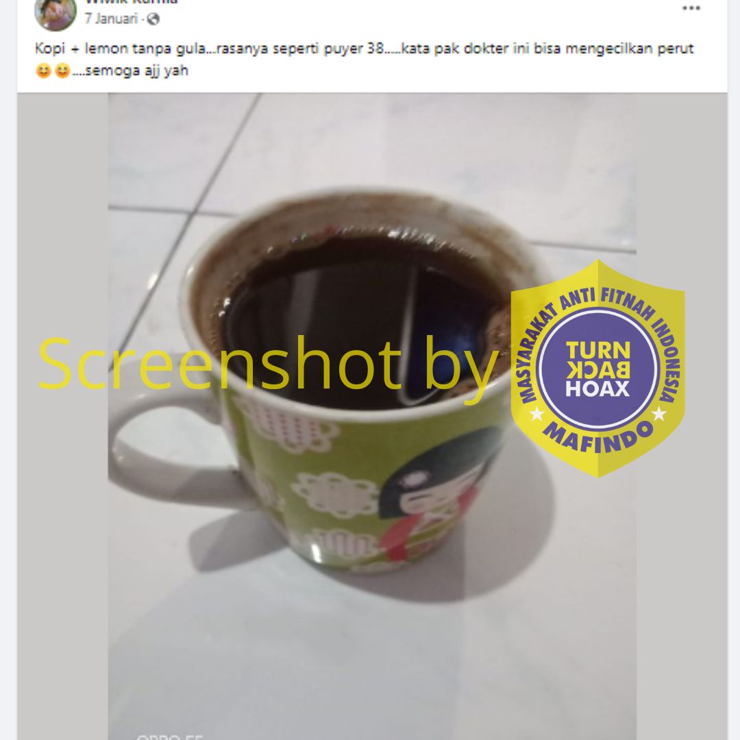 [HOAKS atau FAKTA]: Kopi Dicampur Air Lemon Kecilkan Perut