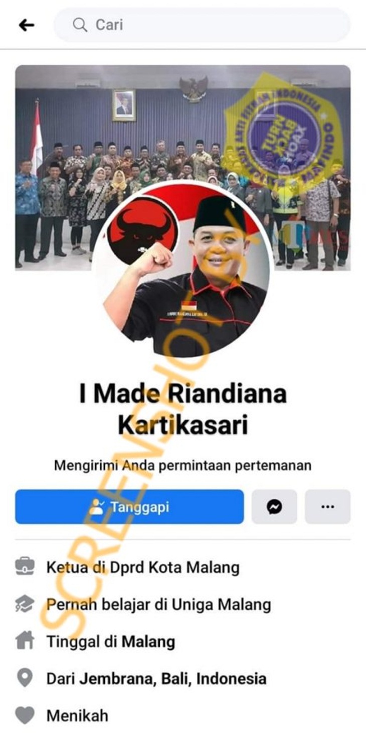 Tangkapan layar soal hoaks pinjaman kredit dari Ketua DPRD Kota Malang. (Foto: MP/Turnbackhoax.id)
