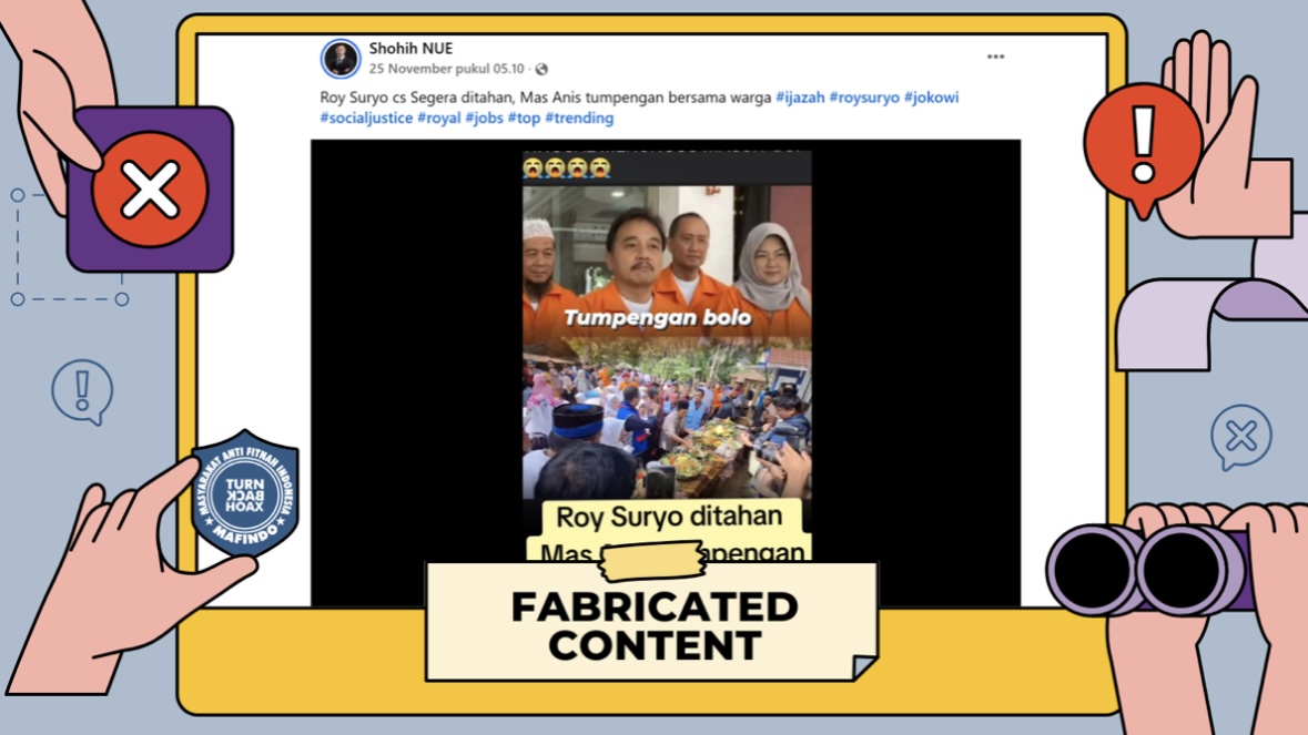 [HOAKS atau FAKTA]: Anies Gelar Syukuran setelah Roy Suryo Dipenjara atas Kasus Dugaan Hoaks Ijazah Palsu Jokowi