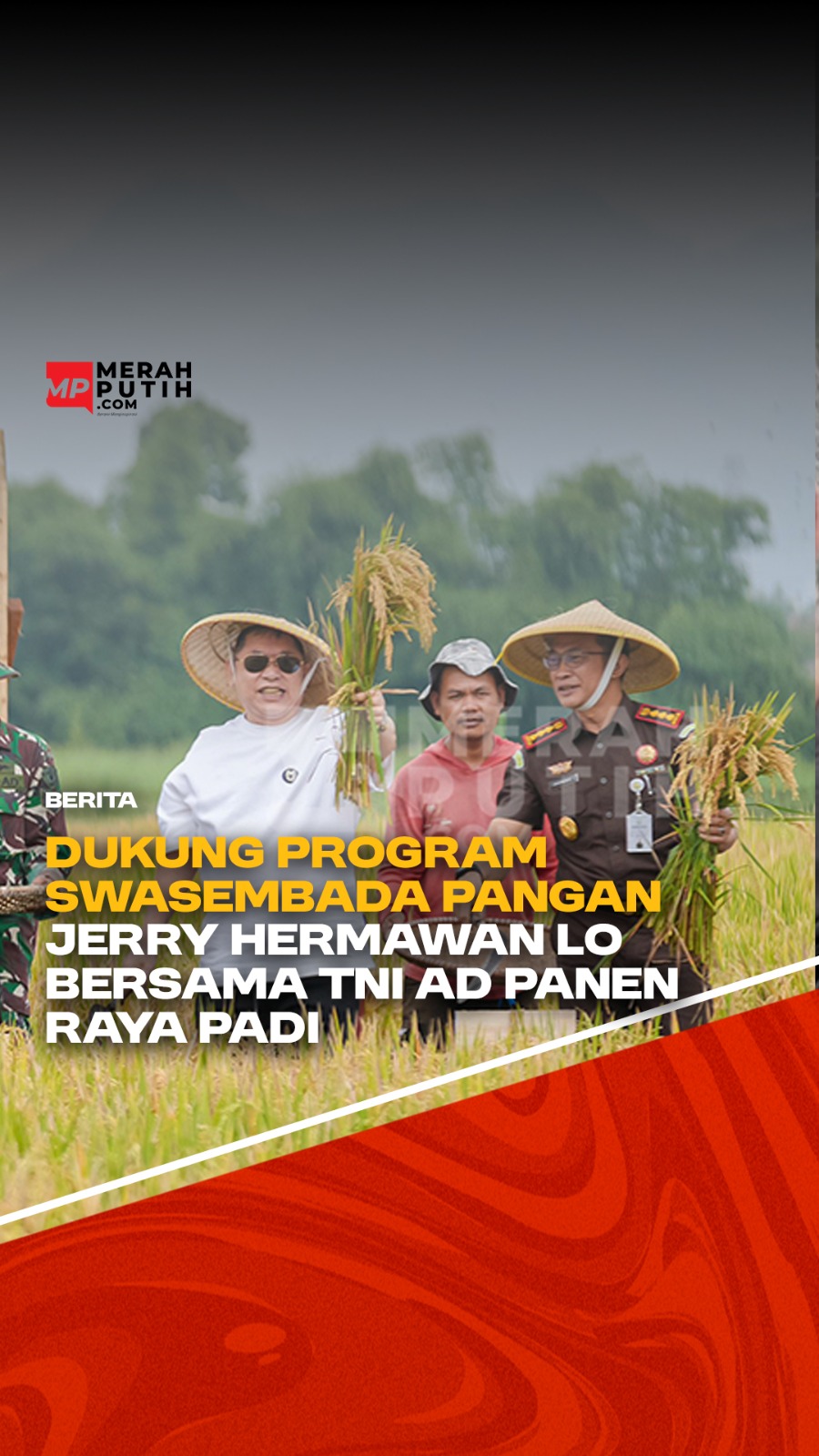 Dukung Program Swasembada Pangan, Jerry Hermawan Lo Bersama TNI AD Panen Raya