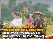 Dukung Program Swasembada Pangan, Jerry Hermawan Lo Bersama TNI AD Panen Raya