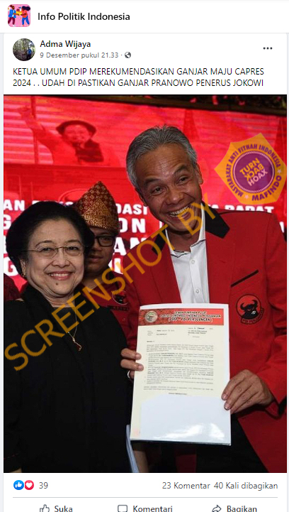 Tangkapan layar hoaks. 