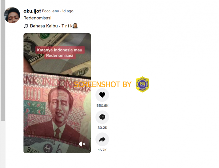 Tangkapan layar media sosial soal hoaks uang baru bergambar Jokowi. (Foto: MP/Turnbackhoax.id)