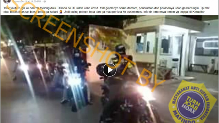 Tangkapan layar Facebook tentang informasi satu RT di Jalan Melong, Bandung terkena COVID-19. (Foto: MP/Turnbackhoax.id)
