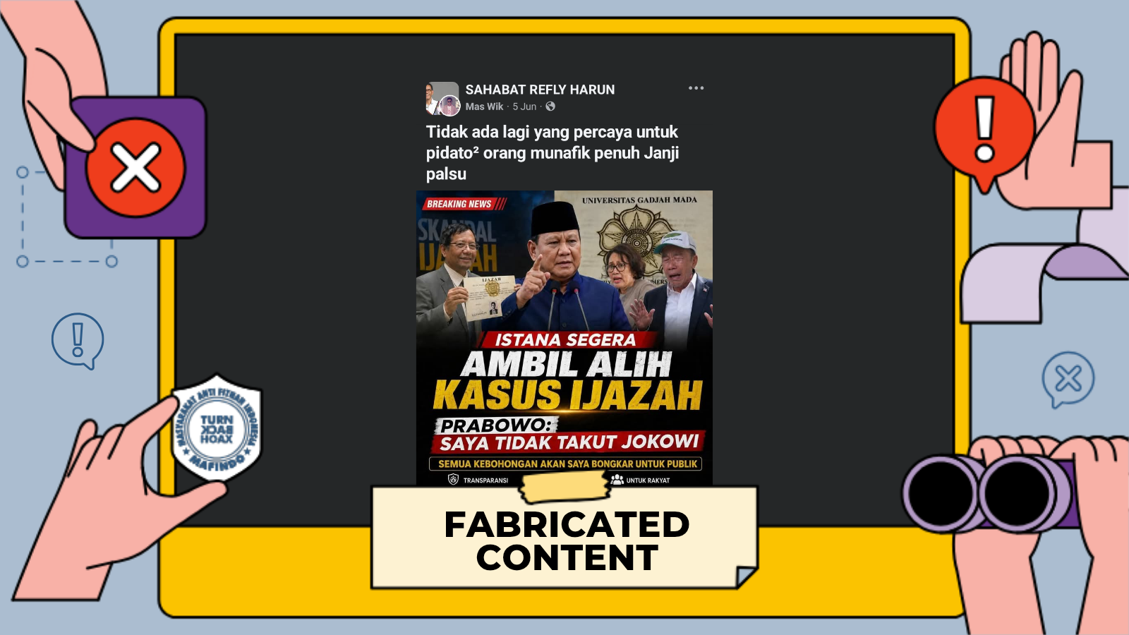 [HOAKS atau FAKTA] : Istana Negara Ambil Alih Penanganan Kasus Ijazah Jokowi