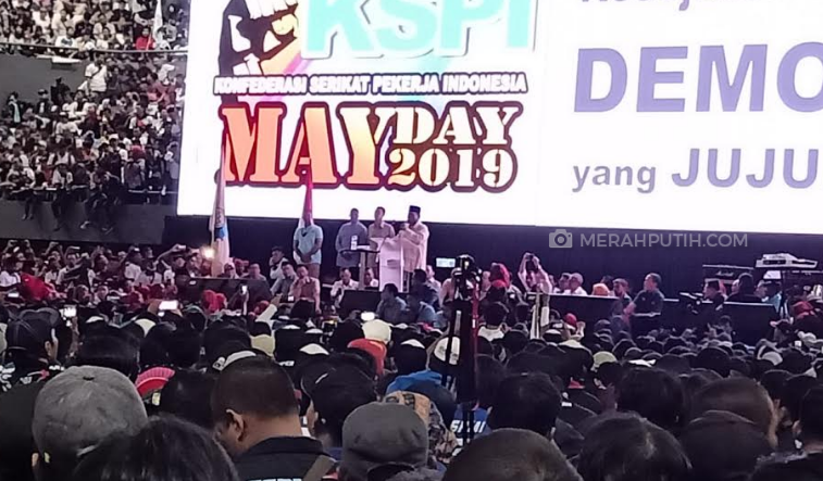Prabowo berorasi didepan Buruh (MP/Kanugraha)