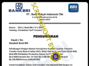 [HOAKS atau FAKTA] : Biaya Transfer Antar Bank dari BRI Menjadi Rp 150 Ribu Per Bulan