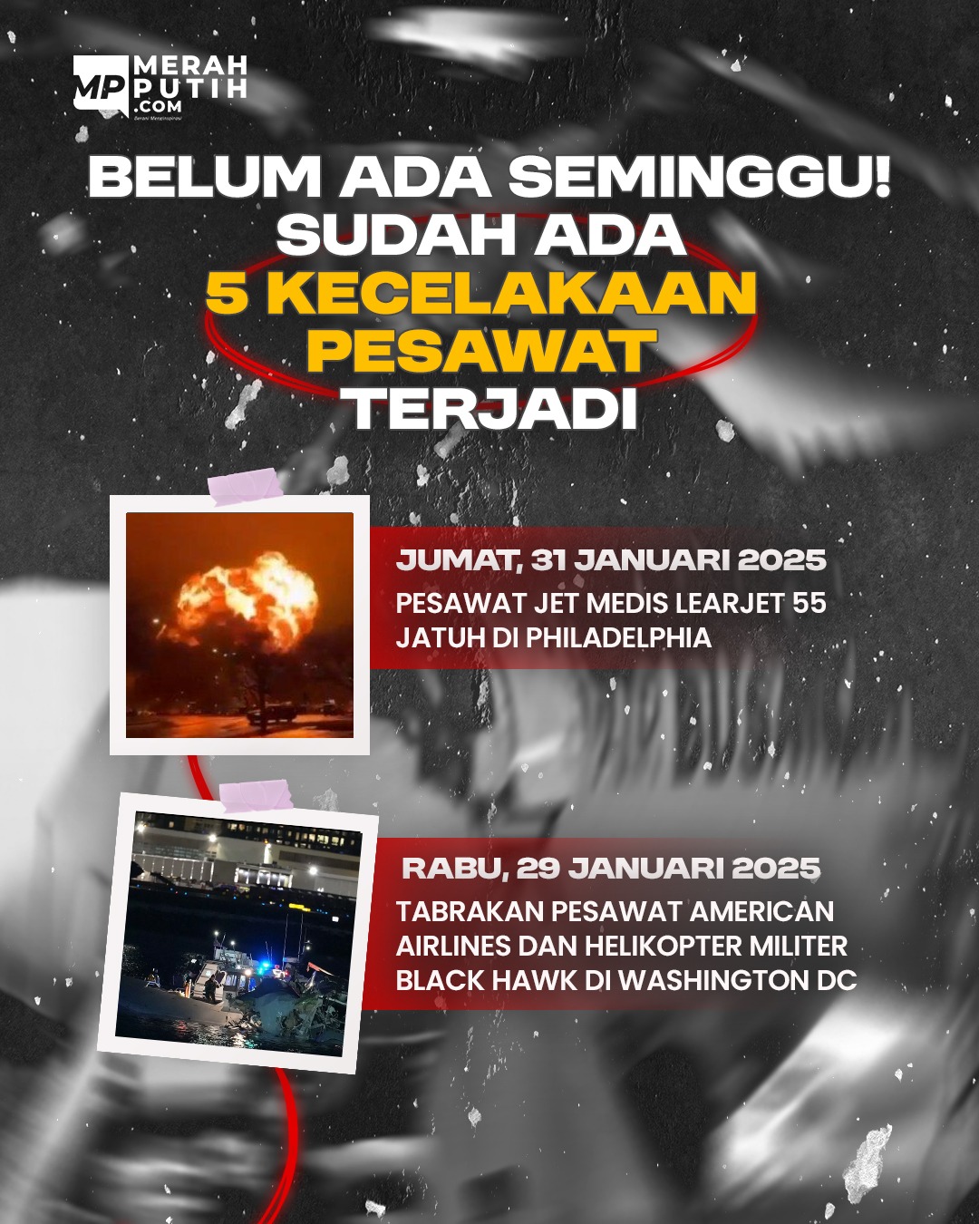 Belum Ada Seminggu, Sudah Ada 5 Kecelakaan Pesawat Terjadi