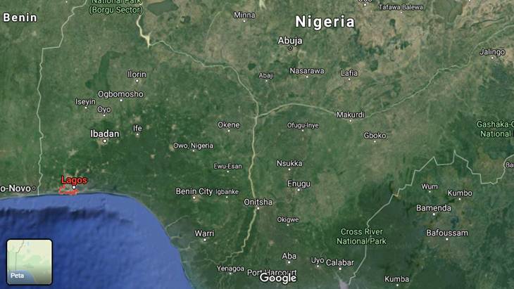 Peta wilayah Lagos, Nigeria. (Foto: Google Maps)