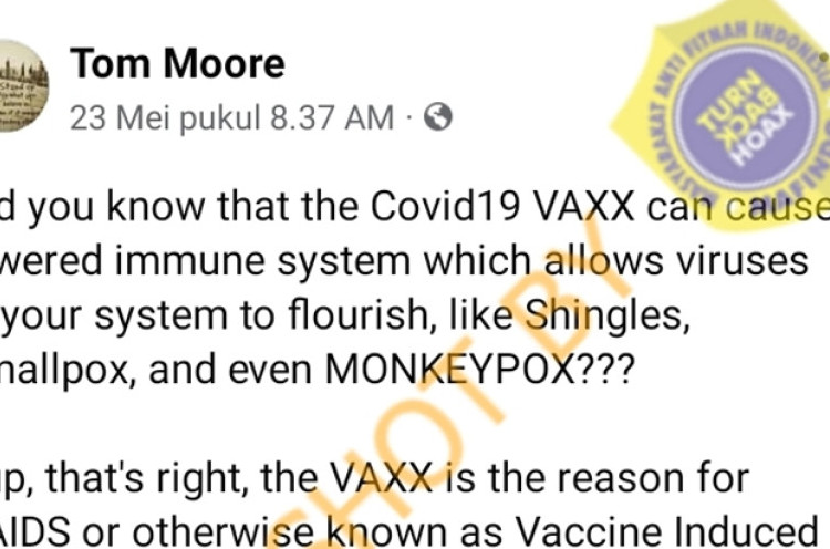 [HOAKS atau FAKTA]: Vaksin COVID-19 Dapat Sebabkan AIDS sampai Cacar Monyet